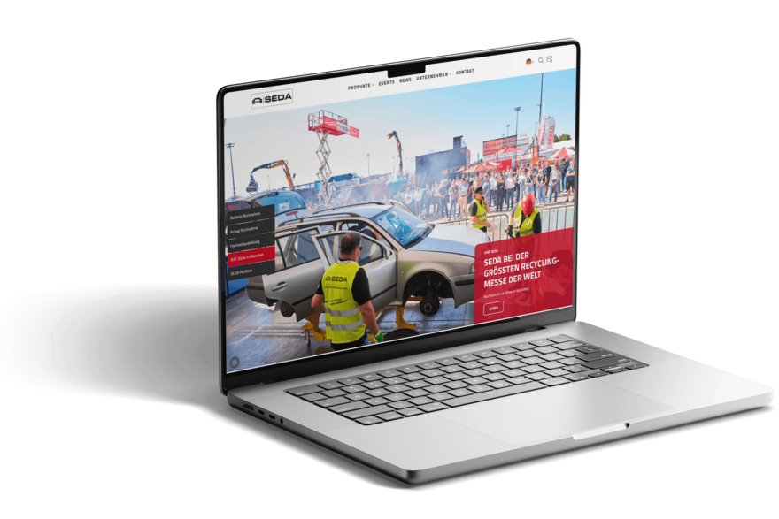 Auf einem MacBook ist die SEDA Website geöffnet.